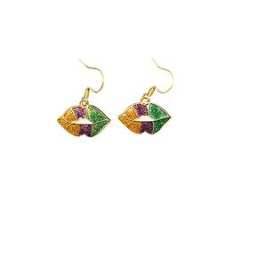Mardi Gras Theme Lip Dangle Earrings